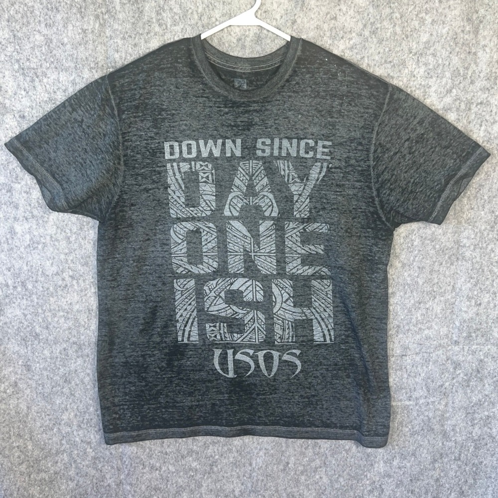 WWE The Usos Shirt Men's Large Gray Down Since Day One Ish Graphic Tee Wrestling